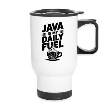 Java ist mein täglicher Treibstoff - Thermobecher mit Tragegriff - Weiß - Vorne