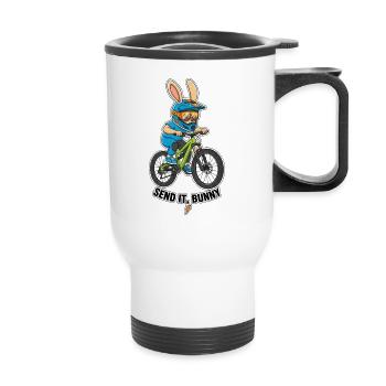 Envoie ça Bunny Cycliste de VTT - Tasse isotherme avec poignée - blanc - Devant
