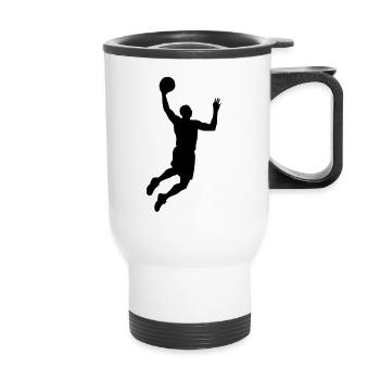 Silhouette du basket-ball - Tasse isotherme avec poignée - blanc - Devant