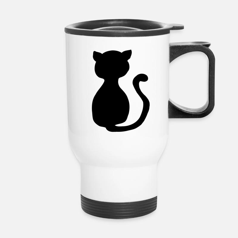 black cat - Thermal mug with handle - white