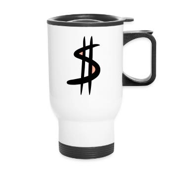 Signe du dollar / $ Symbole du dollar, Dessin - Tasse isotherme avec poignée - blanc - Devant