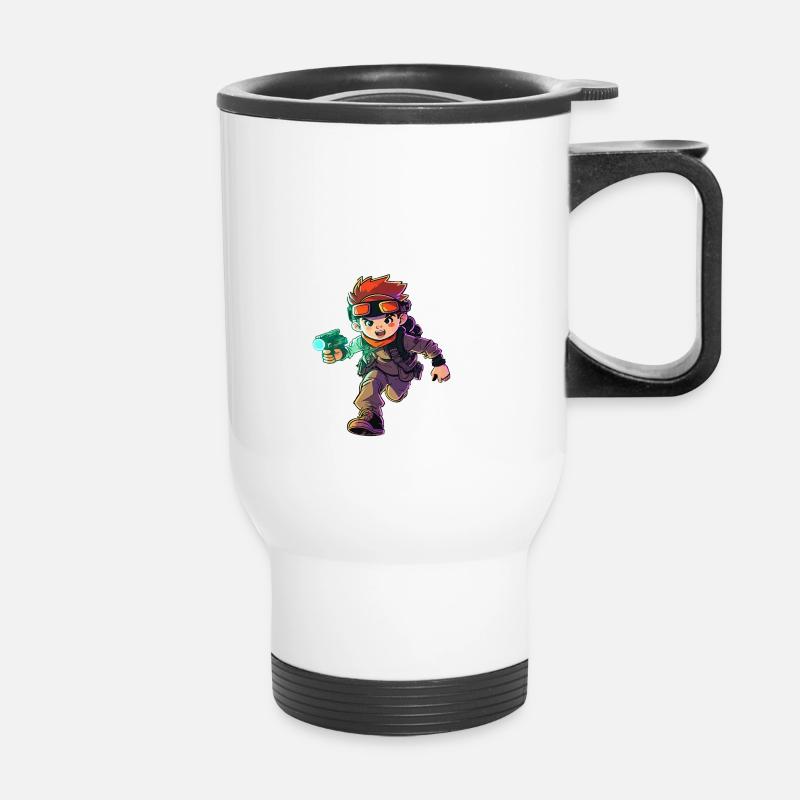 Cool Laser Tag Pro Illustration & Action Graphic - Thermal mug with handle - white