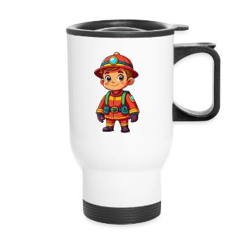 Héros en rouge le pompier - Tasse isotherme avec poignée - blanc - Devant