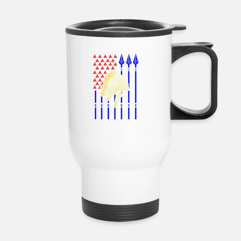 États-Unis amérindien avec le drapeau - Tasse isotherme avec poignée - blanc