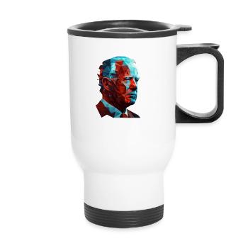 Joe Biden Low Polygon Red Blue Graphic Design - Thermal mug with handle - white - Front