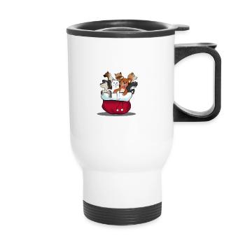 Chien Chats Chat Noël Cadeau De Noël - Tasse isotherme avec poignée - blanc - Devant