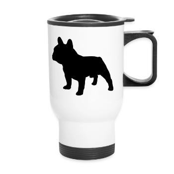 Le Bouledogue Français et son ombre. - Tasse isotherme avec poignée - blanc - Devant