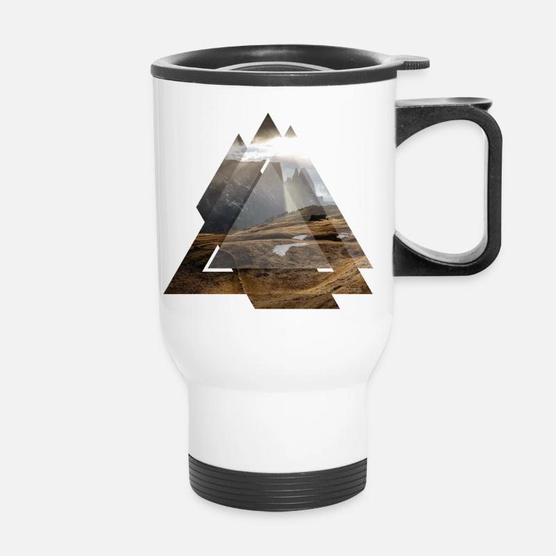 Triangle geometry landscape Dolomites - Thermal mug with handle - white