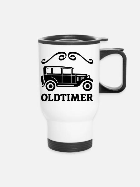 auto oldtimer antik - Thermobecher mit Tragegriff - Weiß