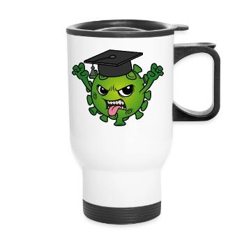 Mascotte de remise des diplômes Corona virus Chapeau de médecin Devise - Tasse isotherme avec poignée - blanc - Devant