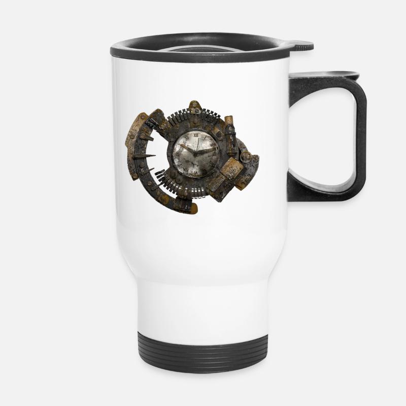 Steampunk watch - Thermal mug with handle - white