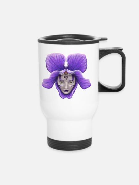 Violett - Thermobecher mit Tragegriff - Weiß