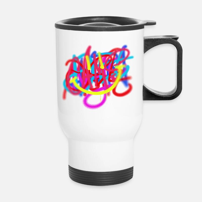 Original Graffiti-Tag-Kunst - Thermobecher mit Tragegriff - Weiß