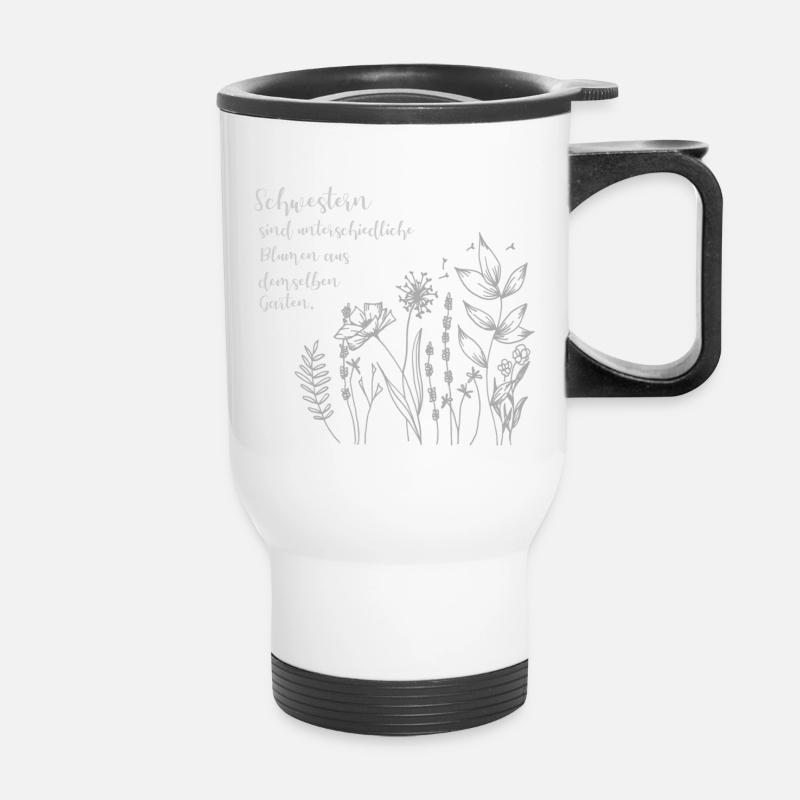 Dicton des sœurs avec des fleurs sauvages - Tasse isotherme avec poignée - blanc
