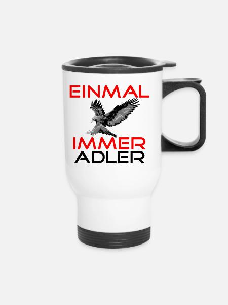 Einmal Adler - Immer Adler - Thermobecher mit Tragegriff - Weiß