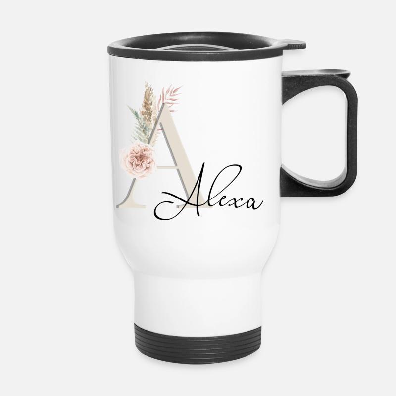 Alexa! Name Boho - Thermal mug with handle - white
