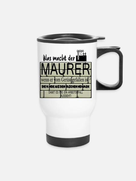 Lustige Maurer - Thermobecher mit Tragegriff - Weiß