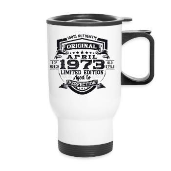 50e anniversaire homme April Né en 1973 Original - Tasse isotherme avec poignée - blanc - Devant