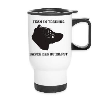 Équipe en formation - Tasse isotherme avec poignée - blanc - Devant