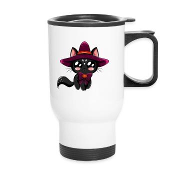 Halloween Cat - Thermal mug with handle - white - Front