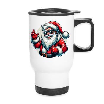 Père Noël avec des lunettes de soleil Déguisement de Noël - Tasse isotherme avec poignée - blanc - Devant