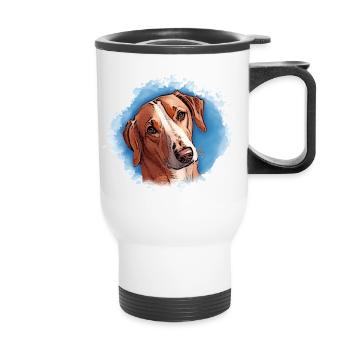 Chien SAVEBRACKE Chien de chasse Turquoise Aquarelle Design - Tasse isotherme avec poignée - blanc - Devant