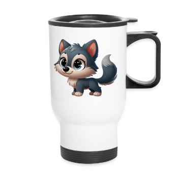 wolf 3 - Tasse isotherme avec poignée - blanc - Devant