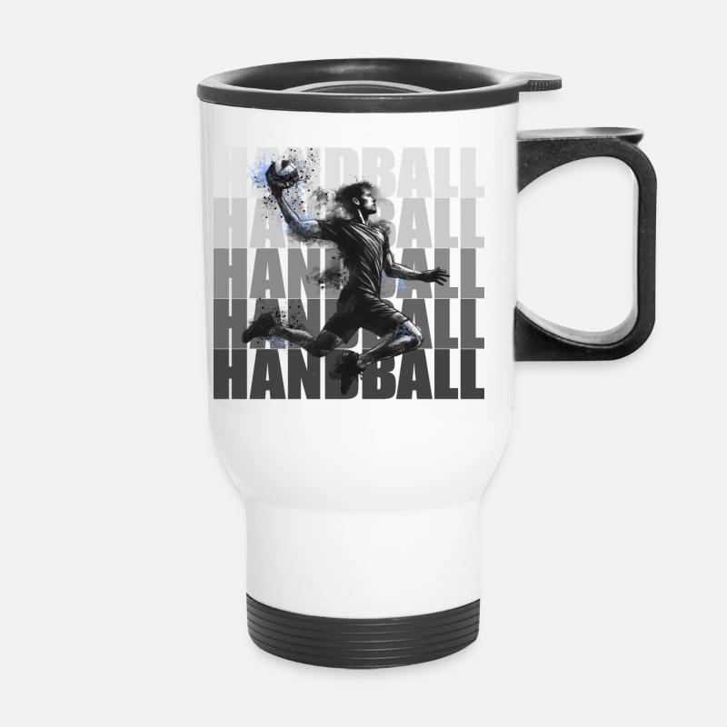 Handball - Thermobecher mit Tragegriff - Weiß