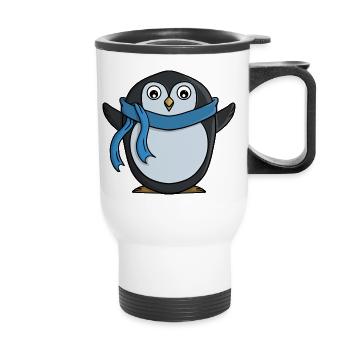 Niedlicher Pinguin - Thermobecher mit Tragegriff - Weiß - Vorne