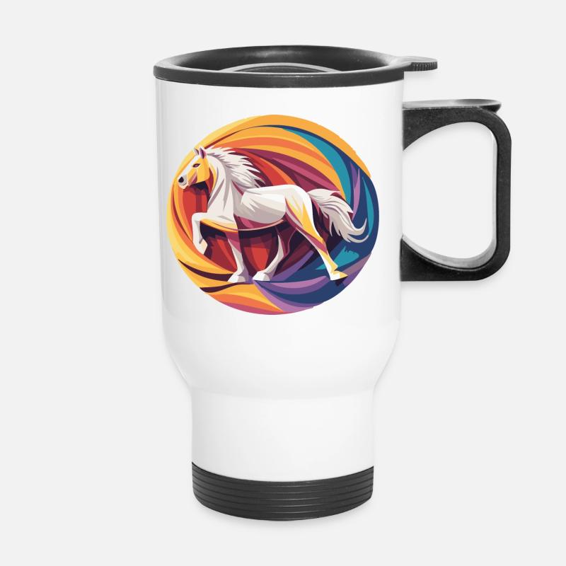 Cheval islandais - Graphique avec arrière-plan Variante 6 - Tasse isotherme avec poignée - blanc