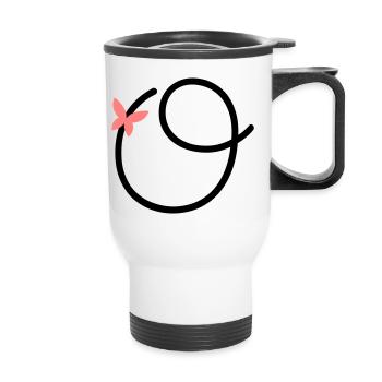 Lettre O Papillon Lettre - Tasse isotherme avec poignée - blanc - Devant