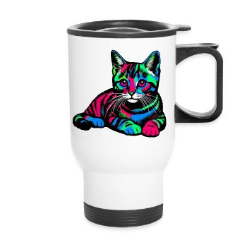 Chat - Tasse isotherme avec poignée - blanc - Devant