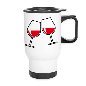 2 Rotweingläser (Rotwein / Wein / Bauchig / Zu 2C) - Thermobecher mit Tragegriff - Weiß - Vorne