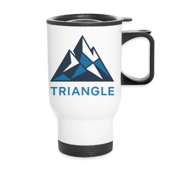 Geometric mountain motif with triangles - Thermal mug with handle - white - Front