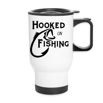 Hooked on Fishing Bold Bass Art - Thermal mug with handle - white - Front