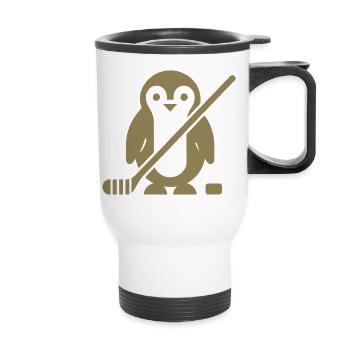 Minimalistischer Pinguin Eishockey Silhouette  - Thermal mug with handle - white - Front