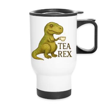 Tea Rex : Aquarelle Dino Heure du Thé - Tasse isotherme avec poignée - blanc - Devant