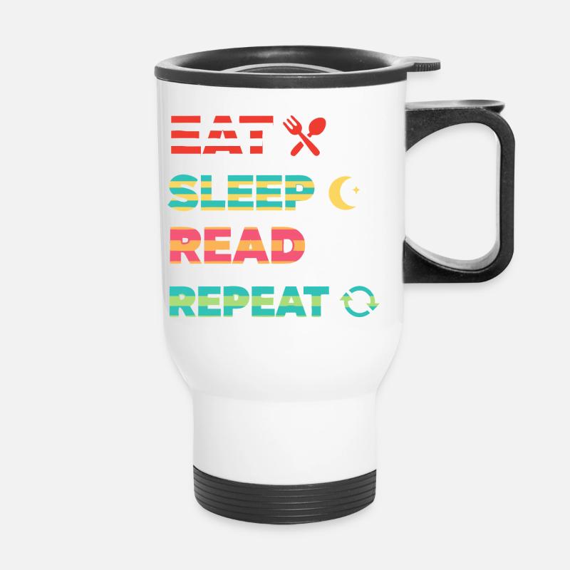 Eat Sleep Read Repeat Bookworm - Thermal mug with handle - white