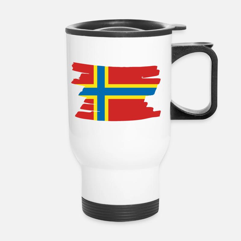 Orkney Islands National Flag - brush horizontal - Thermobecher mit Tragegriff - Weiß
