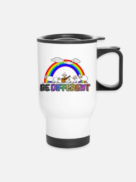 Schaf - be different - Thermobecher mit Tragegriff - Weiß