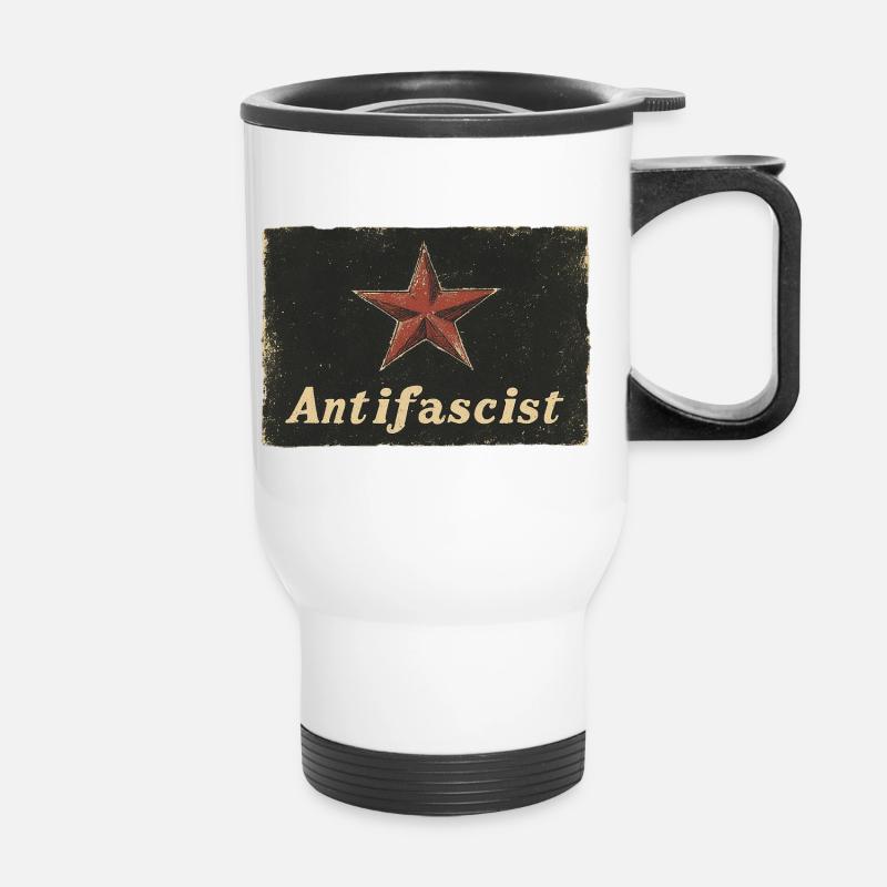 Antifascist Red Star - Thermal mug with handle - white