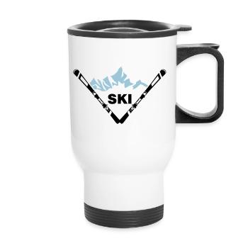 Ski und Berg - Thermobecher mit Tragegriff - Weiß - Vorne