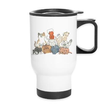 Pile Cats (front view) - Thermal mug with handle - white - Front