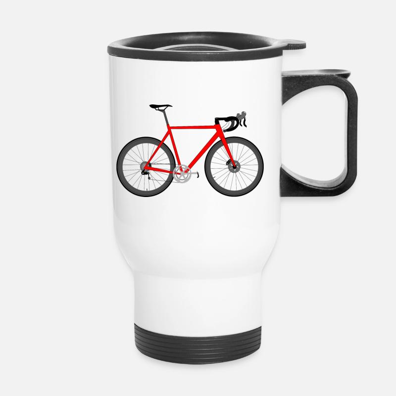 Samsi-Shirts Rennrad rot - Thermobecher mit Tragegriff - Weiß