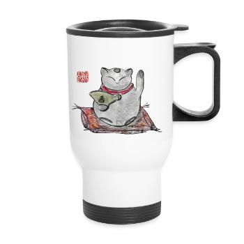 Chat chanceux - Tasse isotherme avec poignée - blanc - Devant