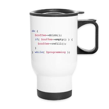Code Coffee Refill Programming PHP - Thermal mug with handle - white - Front