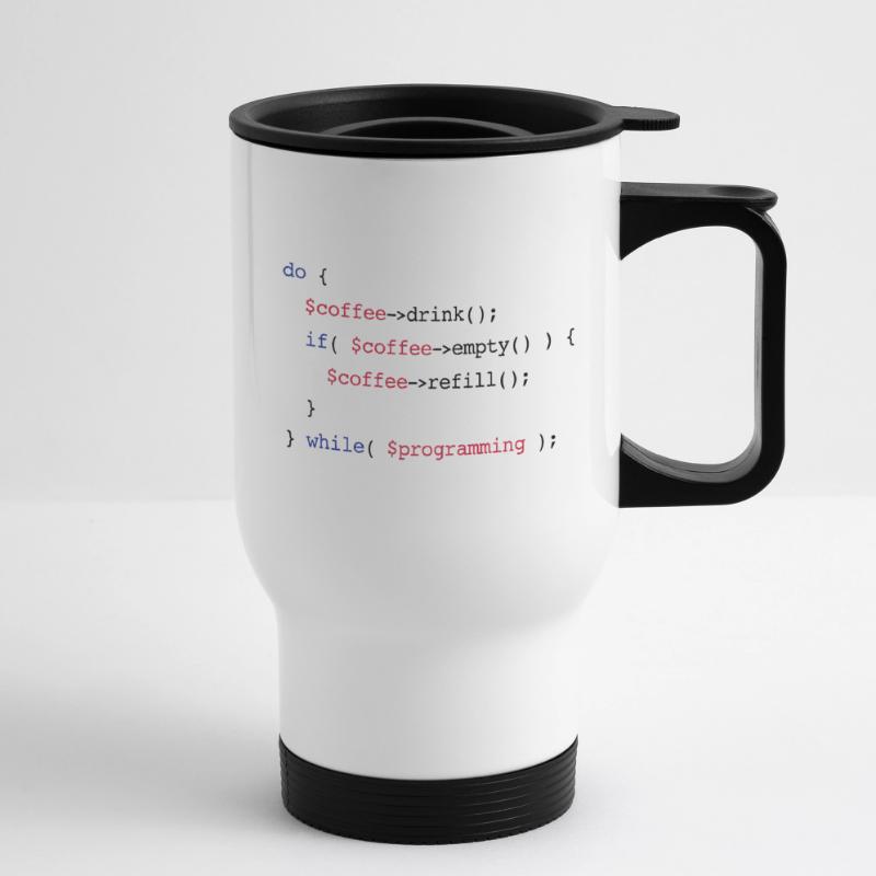 Code Coffee Refill Programming PHP Tasse isotherme avec poignée