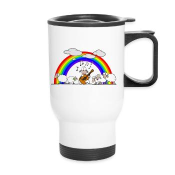 Guitare acoustique chez les moutons - Tasse isotherme avec poignée - blanc - Devant