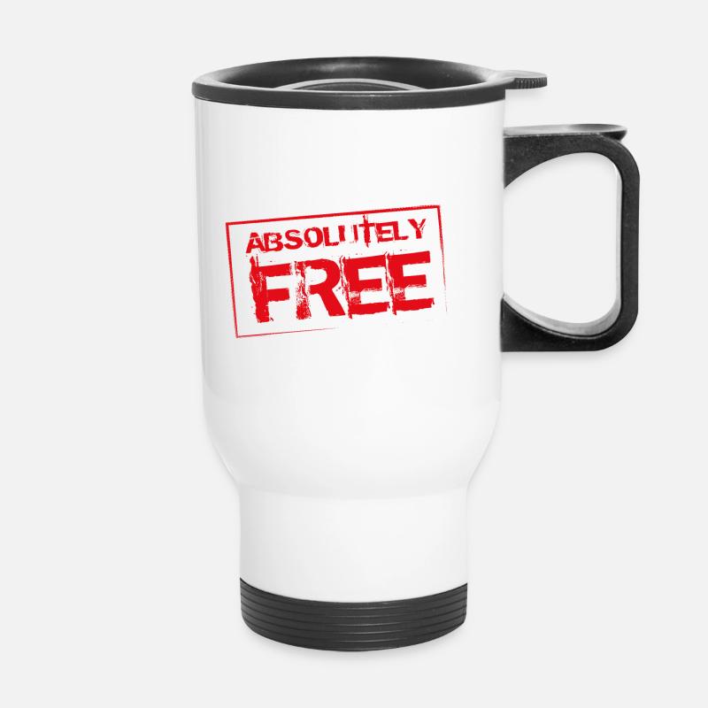 absolutely free - red - Thermal mug with handle - white