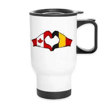 Forme de coeur Canada Belgique avec les mains - Tasse isotherme avec poignée - blanc - Devant